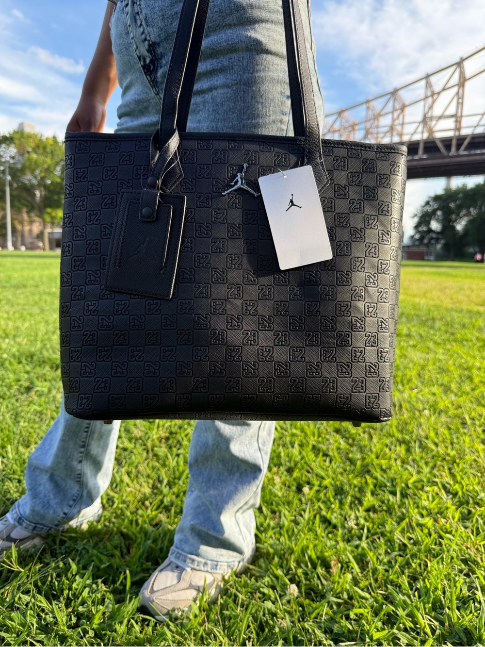 Jordan Black Embossed Tote Bag with Jumpman Logo - Picture 5 of 5
